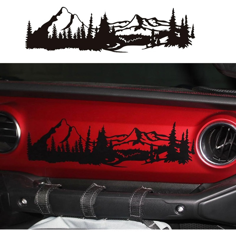 TEMU Dashboard Decal Glove Box Vinyl Sticker For Wrangler Jl Gladiator Jt(matte Black)-7in