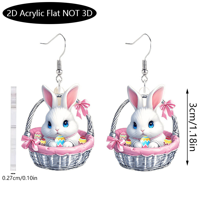 TEMU 2d Flat, 2d Plane Cartoon Cute Rabbit Trend Fashion Simple Earrings Party Commemorative Versatile Exquisite Christmas Birthday Gift, 2d Flat