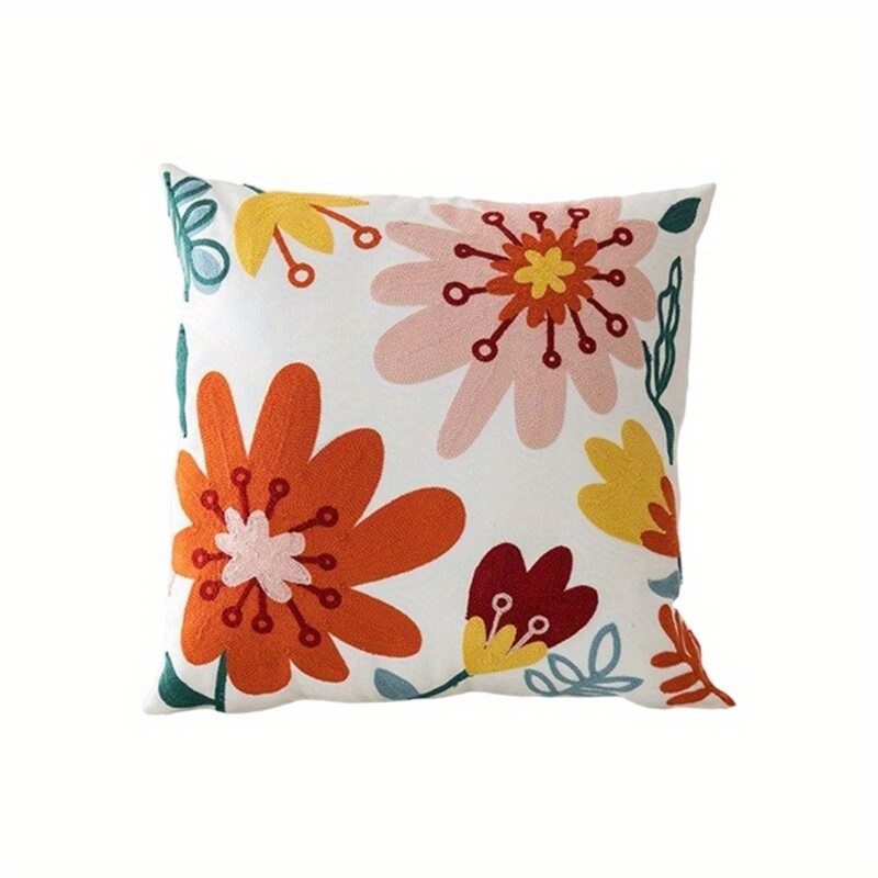 4 pack floral embroidered throw pillow covers double sided printed polyester pillowcases with zipper closure 4 unique vibrant floral patterns machine washable for living room bedroom sofa decor embroidered pillow covers home decor contemporary style durable fabric accent pillows stylish   Product details 4