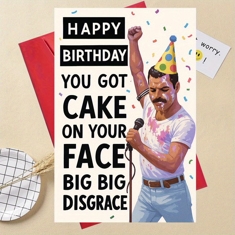 TEMU 1pc Funny Birthday Card With Mick Jagger The - "happy Birthday You On " - Party Joke For Adults, - Iconic Singer Celebration - Humorous Gift For