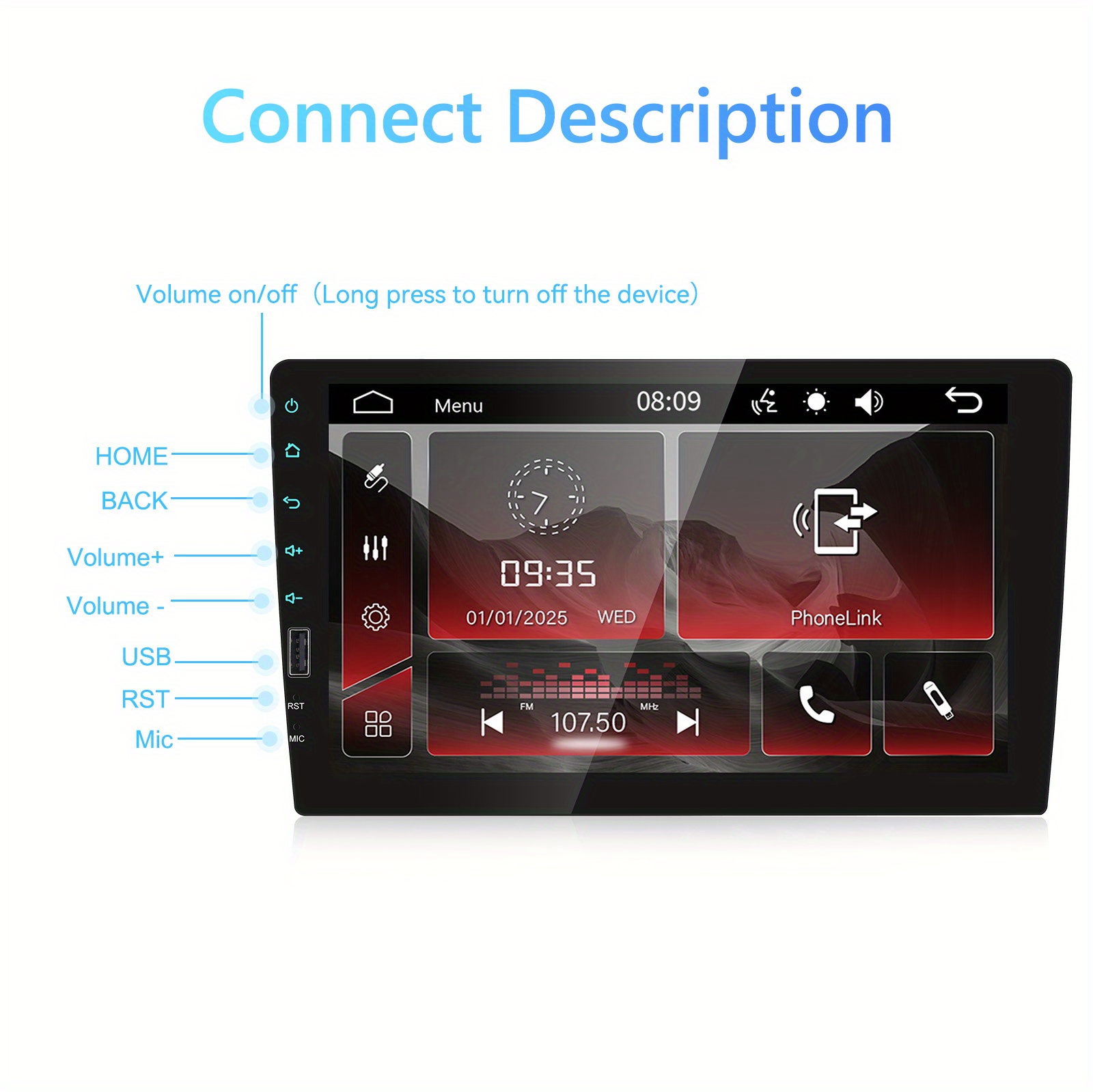 9-Inch 1DIN Touch Screen Car Stereo Radio with Wired Mirror Link MP5 Multimedia Player Support Wireless, FM Radio, USB, EQ, Steering Wheel Control for Car Supports multiple languages+Rearview Camera(optional), Vehicle Entertainment System, Indash Receiver, Sleek Dashboard Unit, Touch Screen Display, Sturdy Mounting, Durable Construction, Eq Audio System, USB Compatible Player, Car Enthusiasts, Techsavvy Users