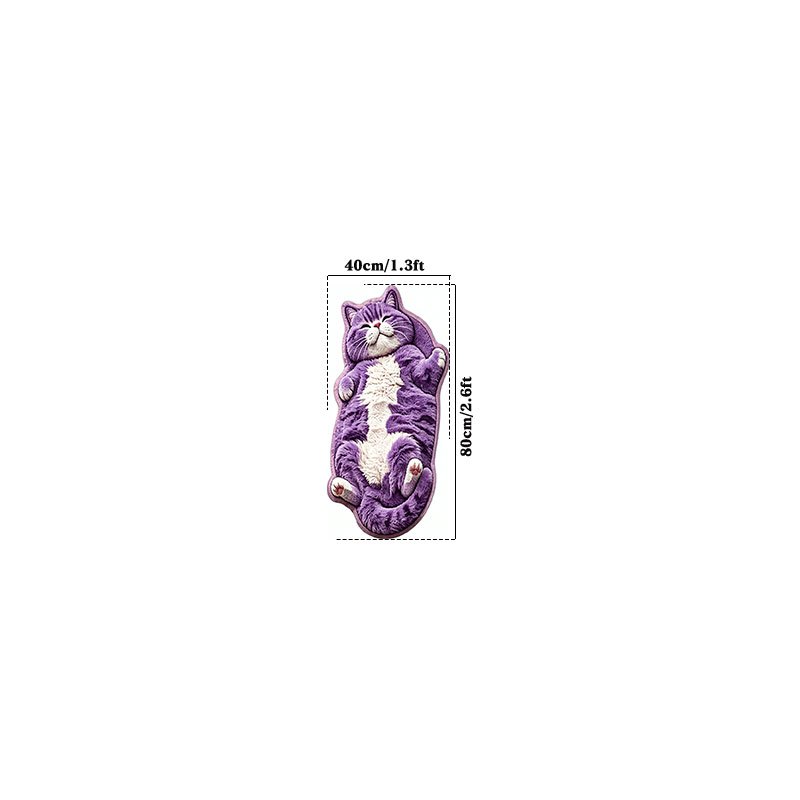 TEMU 1pc 1pcs 1pc Suitable For Doorways, , Bathrooms, , Bedrooms Rug - Soft Purple Cat With Anti-slip Plastic Backing, Irregular-shaped Floor Mat
