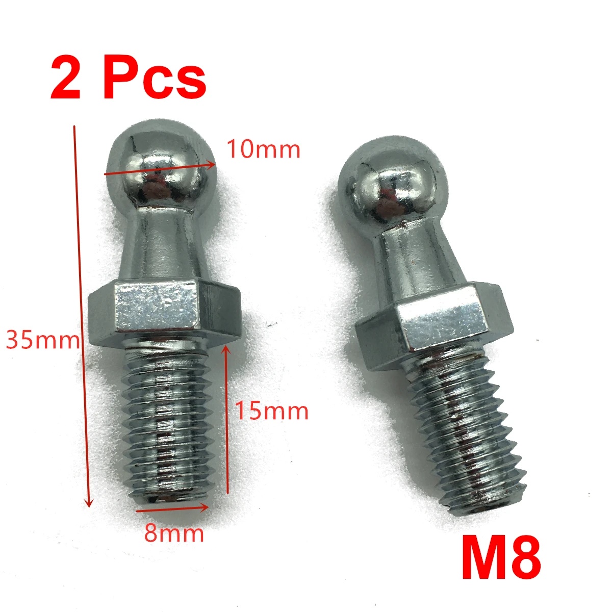 TEMU 2x 10mm M8 M6 Universal Boot Bonnet Gas Strut End Fitting Connector Ball Screw Pin Joint Valve For Spring Lift Supports