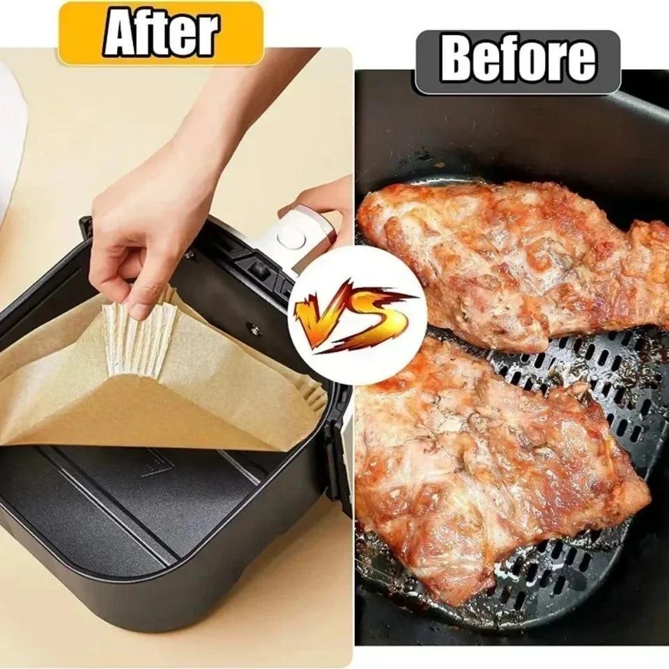 100pcs set disposable air fryer paper liner 16cm oil proof water proof airfryer disposable   trays baking paper details 4