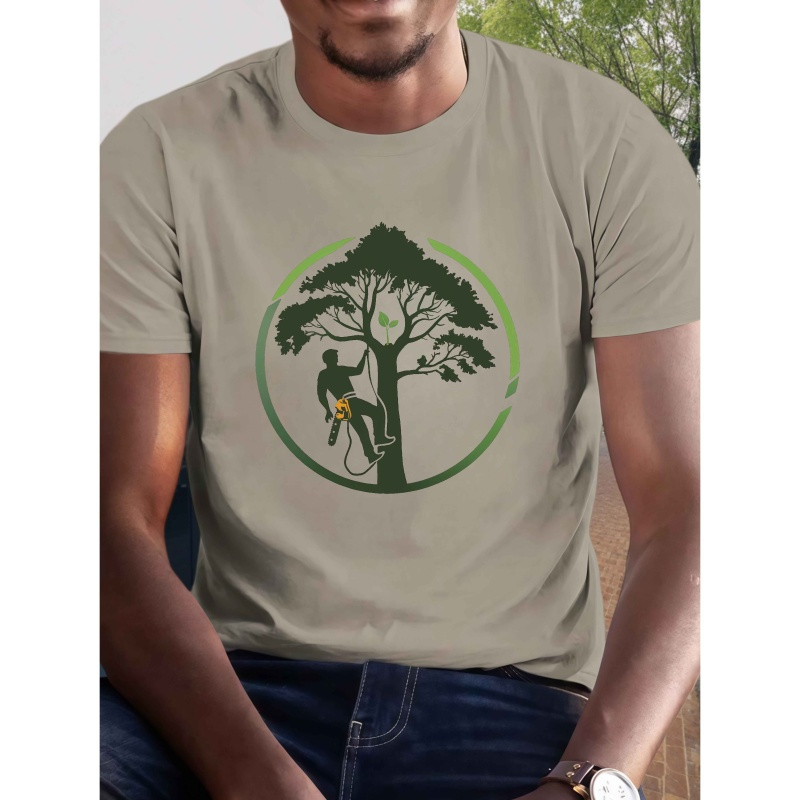 

T-shirt imprimé avec 'arboriste , T-shirts pour hommes, T-shirt décontracté à manches courtes pour l'été