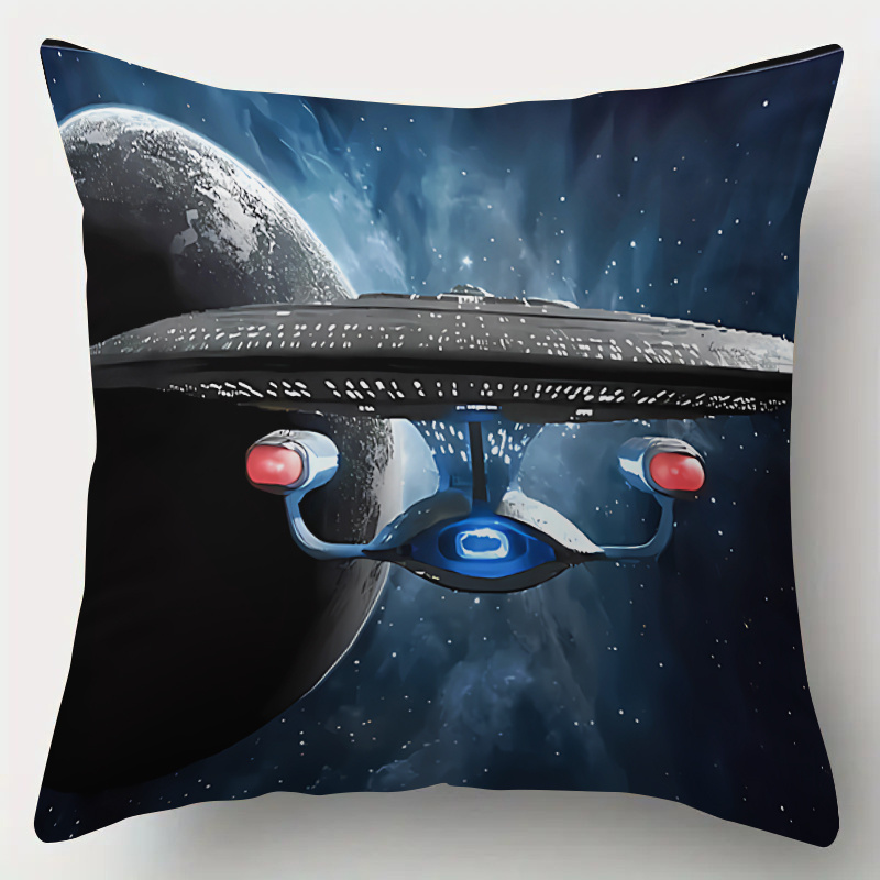 TEMU 1pc, Spaceship Planet Pattern Vintage Modern Print, Single-sided Printing With Zipper Closure, Suitable For Living Room And Office Decoration,