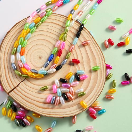 200pcs bag 4x8mm ndom color oval rice beads acrylic ow spacer loose beads bead assortment for jewelry making b celet necklace b celet ornament sewing supplies
