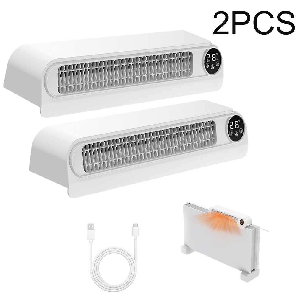 TEMU 2pcs Set With Top-mounted Cooling Fans, Magnetic Axial Cooling Fan, Small Electric Heater, Real-time Temperature Display, Timed With Auto Mode,