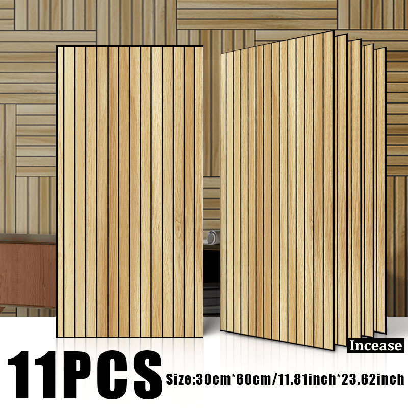 TEMU 30x60cm 3d Relief Wood Grain Grille Self-adhesive Wall Panel/sticker, Embossed 3d Texture Replicating Grille Feel, Thickened Cushioning Layer
