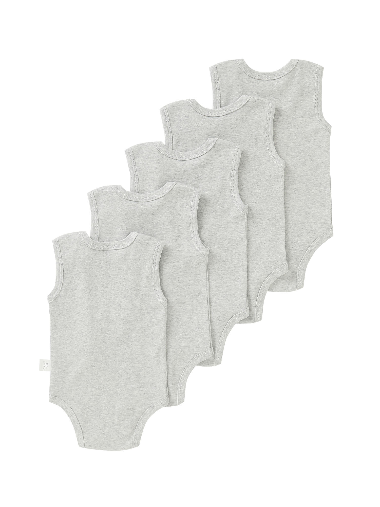 5pcs baby boy solid color basic bodysuit sleeveless crew neck   romper with   stretch   regular   boy clothes   sleeveless romper for outdoor Product details 10