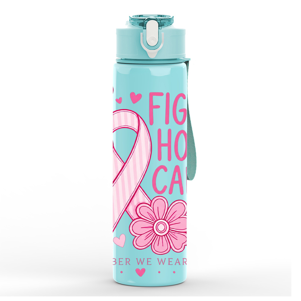 TEMU 1 bouteille d' en plastique multicolore de 750 ml/26 oz avec motif cœur ruban soin cancer du sein, gobelet de voyage, design imprimé , étanche