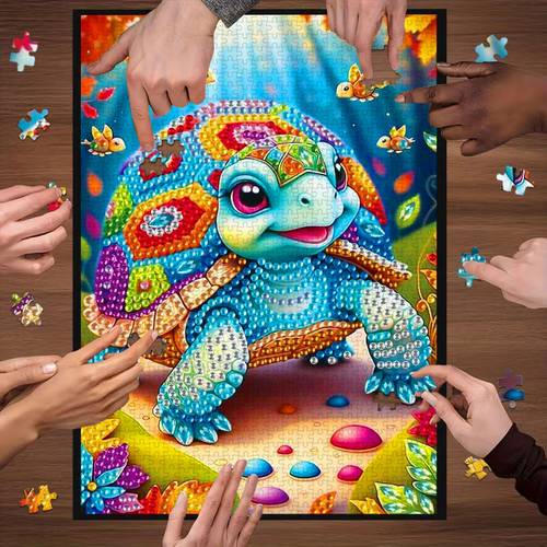 500 1000pcs puzzle christmas puzzle paper puzzle large puzzle colorful diamond turtle cartoon animals sunlight and fallen leaves made of white cardboard suitable for home decoration interaction puzzles festivals