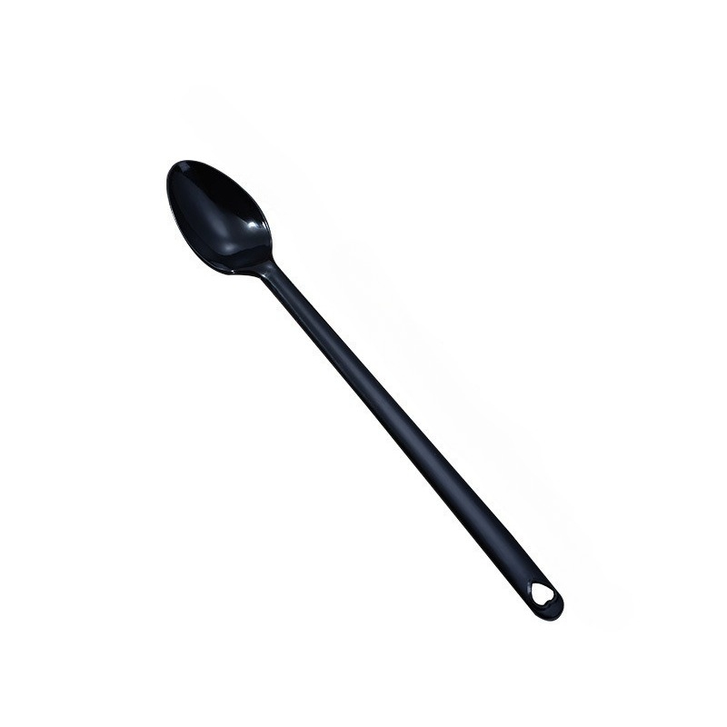 Image of 90pcs Black Spoon Milk Tea Spoon Grass Jelly Dessert Long Handle Individual Packaging Cold Hot Drink Ice Spoon Suitable For Christmas Halloween Wedding Birthday Etc. Holiday Parties