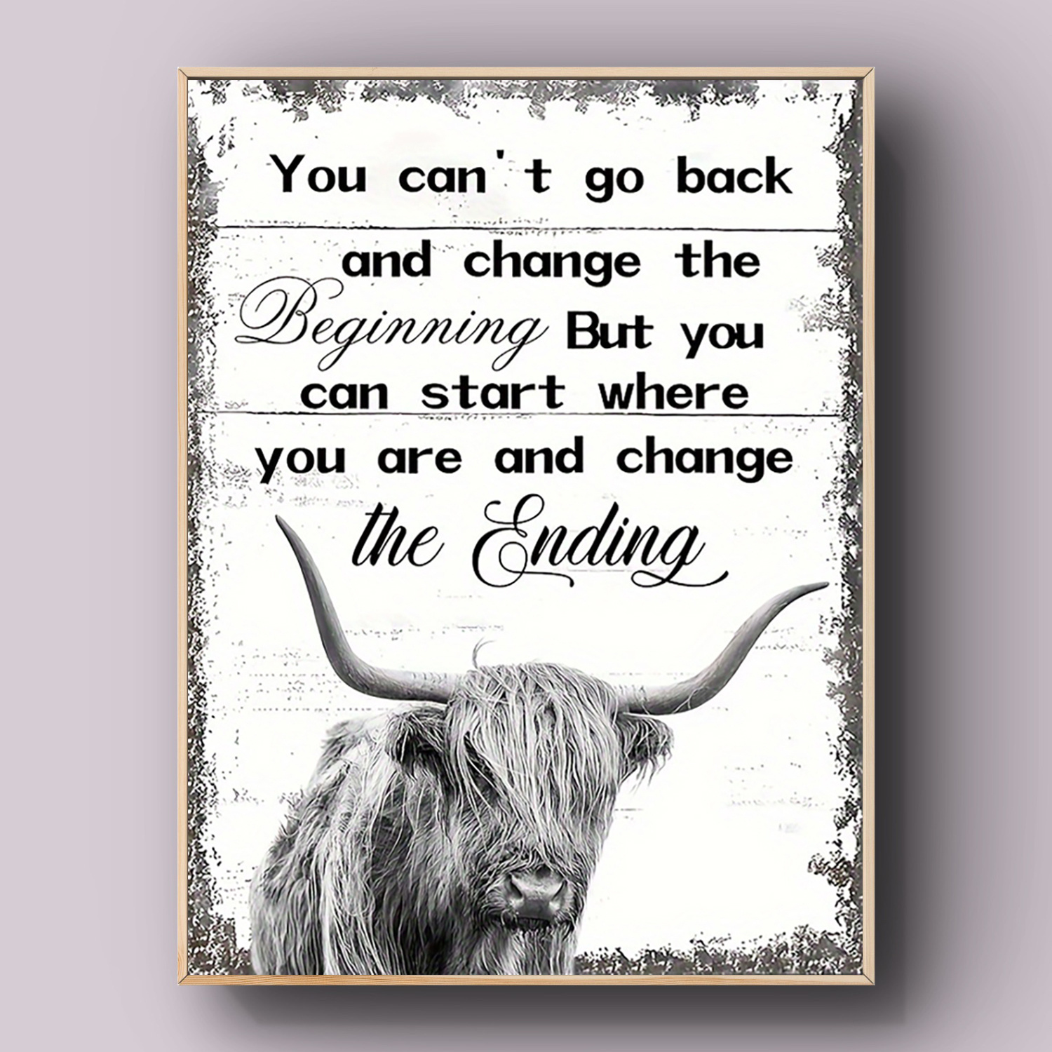 

Room Decor 1pc Inspirational Highland Cow Canvas Art, Rustic Western Wall Decor, Office Bathroom Decoration, 12x16 Inches,