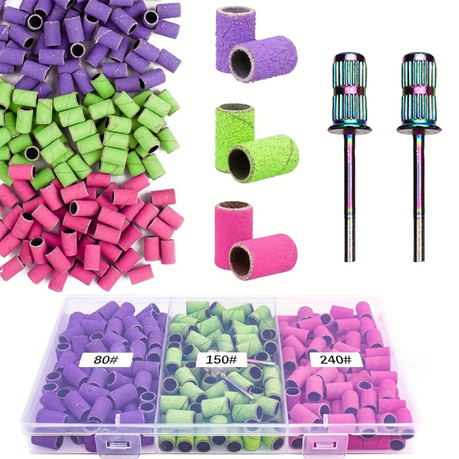 

150pcs Art Set 2 Mandrels - For Polish Removal & Shaping, Includes Coarse (80#), (150#), (240#) In Organizer Box