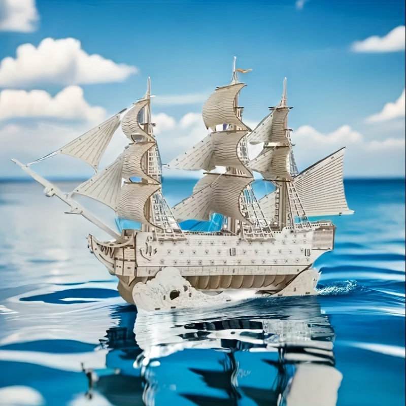 

1pc Handcrafted 3d Wooden Ship Puzzle - Diy Model Kit For Home Decor - Unique Gift For Birthdays/christmas - Bedroom & Living Room Display