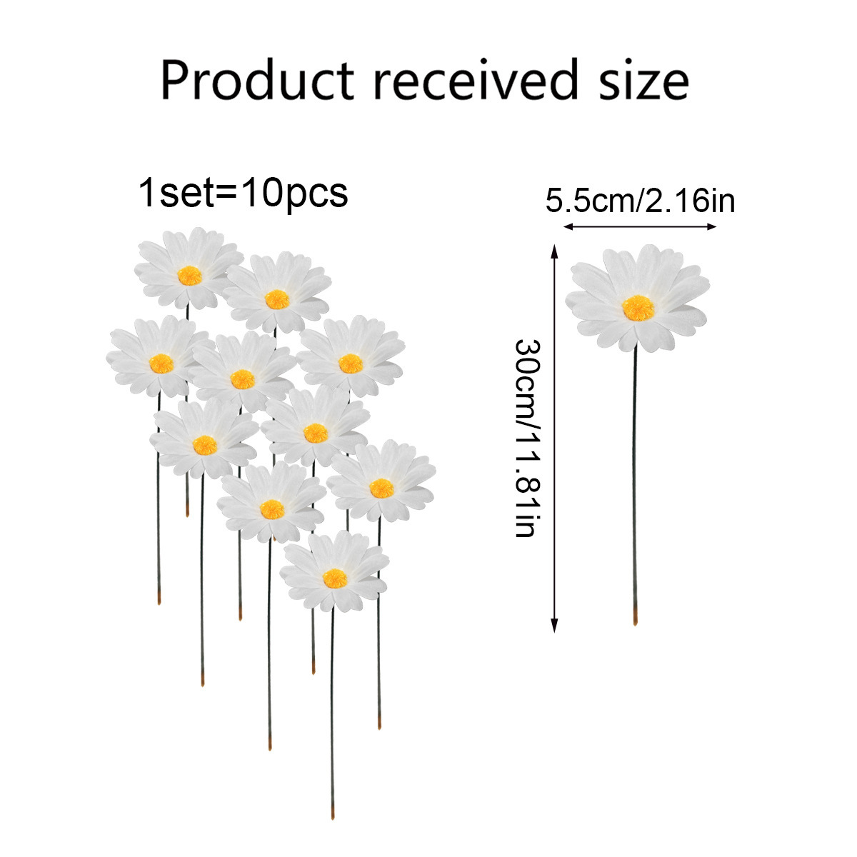 

10pcs White Daisy Garden Stakes - Freestanding Outdoor Floral Decor For Yard & Planter, No Battery Needed, Best For Christmas