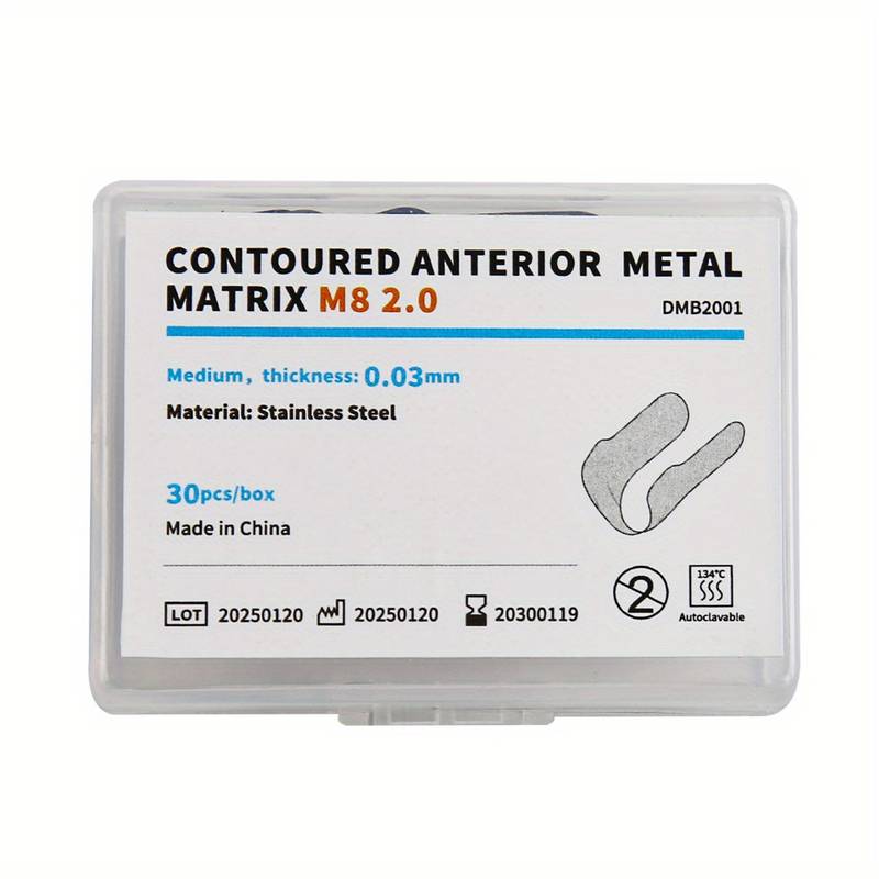 Dental Contoured Anterior Matrix Bands Restoration System - Stainless Steel Metal Matrices (Twin M8)
