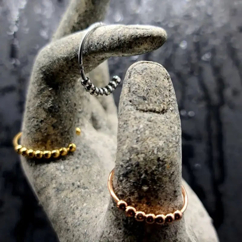 1pc stainless steel ring with a rotatable bead opening Product details 0