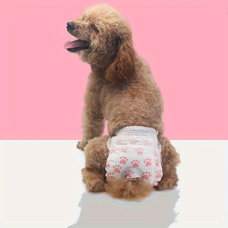 TEMU 10-pack Female Dog Diapers - Leakproof Thermal Barrier, Print Design - Absorbent & Quick-dry Non-woven Fabric - Disposable Diapers For Female