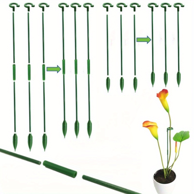 

12 Potted Plant Support Rods - Can Increase The Height Of Support Frame, Flower Vine Climbing Bracket Balcony Indoor And Outdoor Potted Plant Support Piles