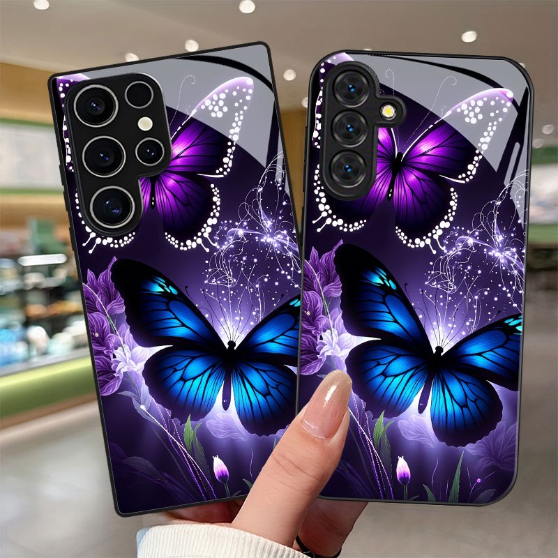 TEMU Phone Case - Purple Blue Print Phone Case With Lens Protection For Galaxy S9+/s10/s20+/s20 Ultra/s21 5g/s21+/s22/s23 Plus/s24 Plus/s25/s25