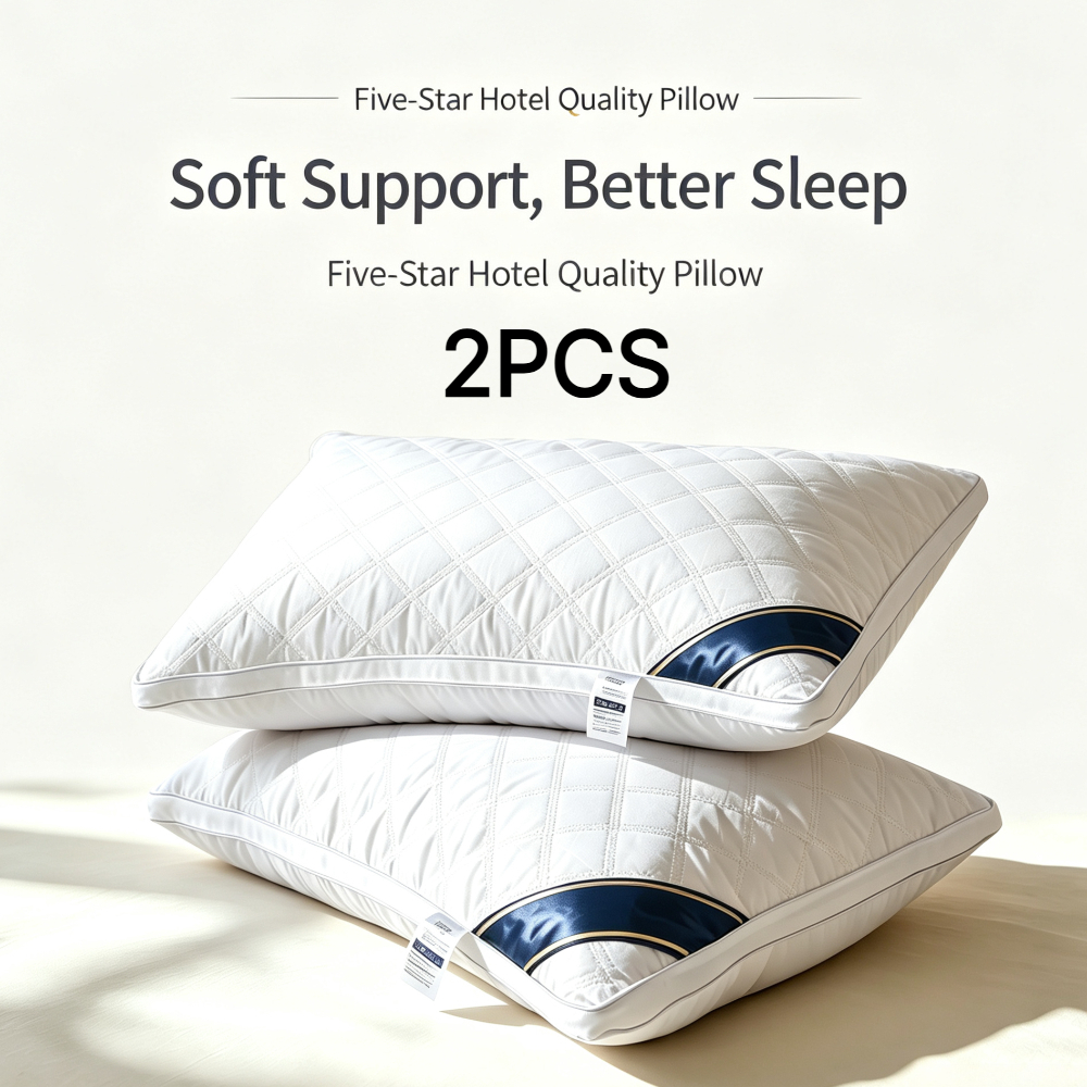 Image of [deep Sleep] 2pcs Neck Support Sleep Pillows, High-loft Pillow Inserts Resistant To Flattening Suitable For Beds, Relaxing Sleep Bedding Pillows, Use Ideal For Living Rooms, Bedrooms, Home Decor