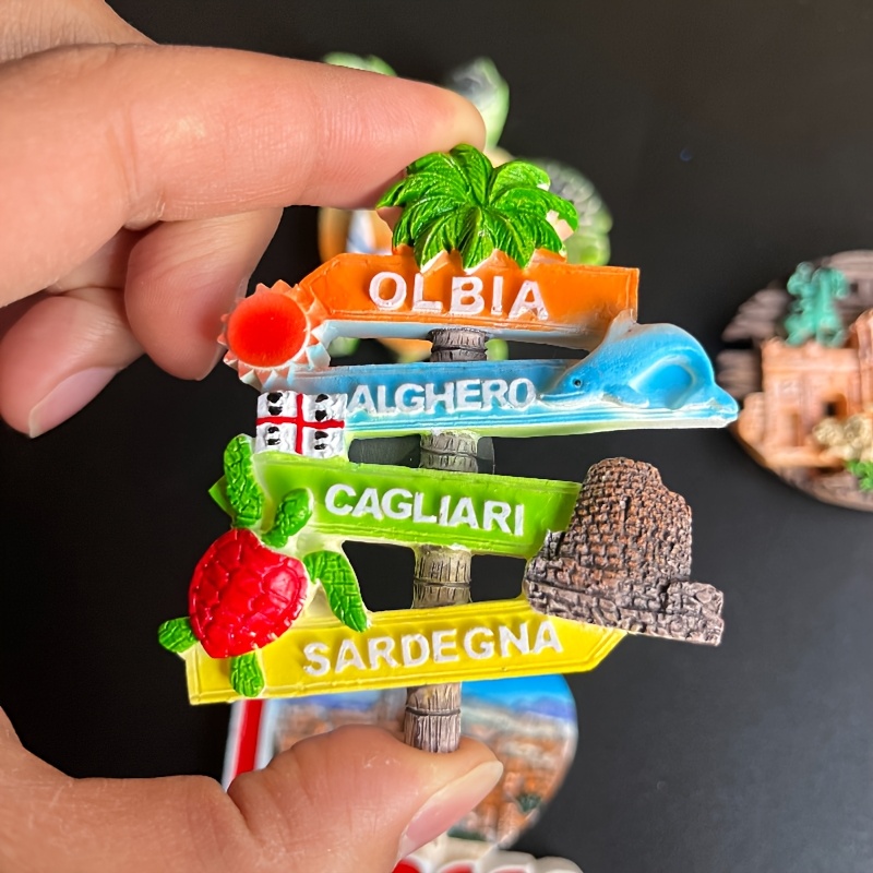 TEMU Magnete da frigo souvenir a tema , Italia, con elementi come palme da , e tartarughe. Ornamento decorativo per frigoriferi e lavastoviglie, solo