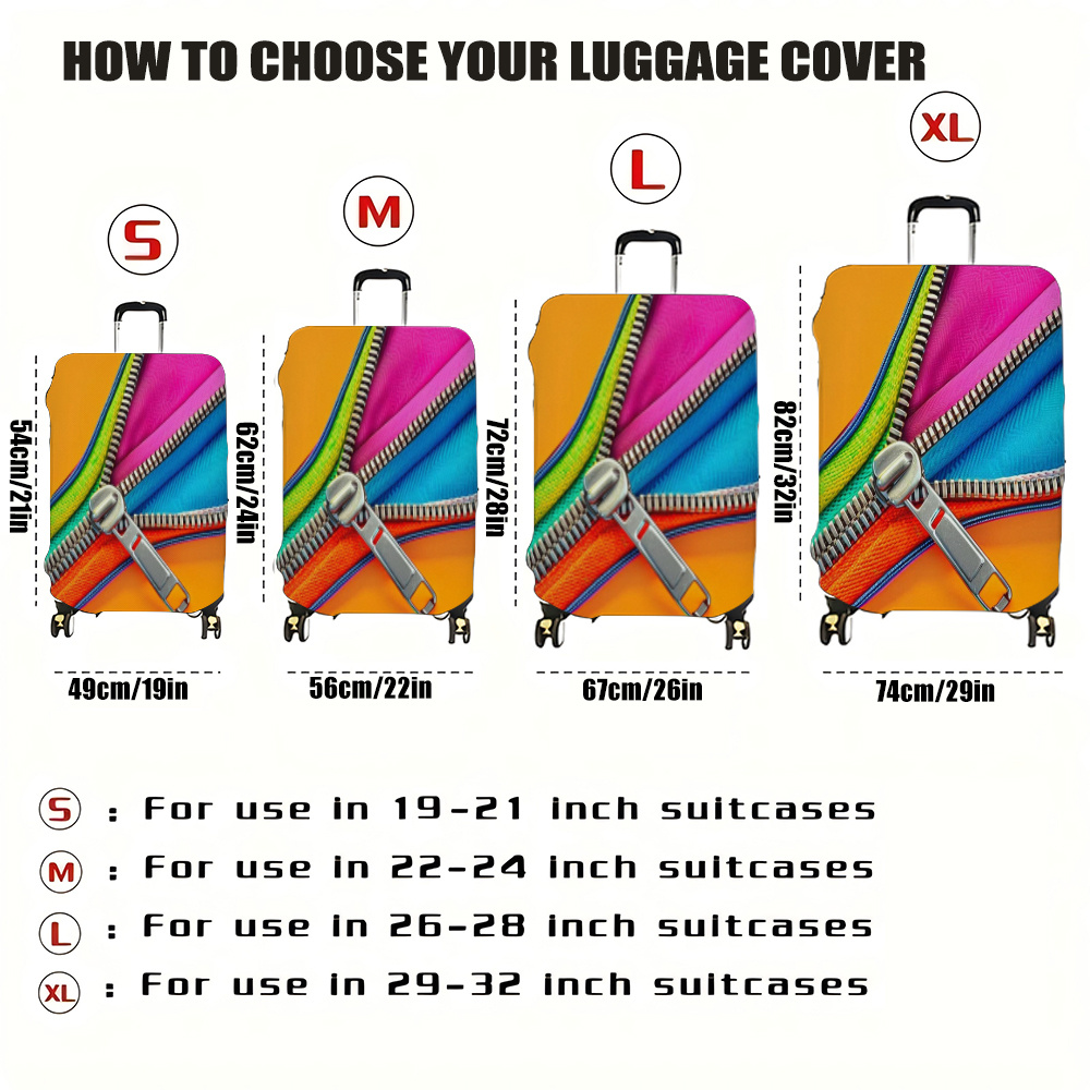 TEMU 1pc, Housse de Valise à Motif de Fermeture Éclair Colorée, Une housse de valise robuste et adaptée aux hommes et aux femmes, accessoires de
