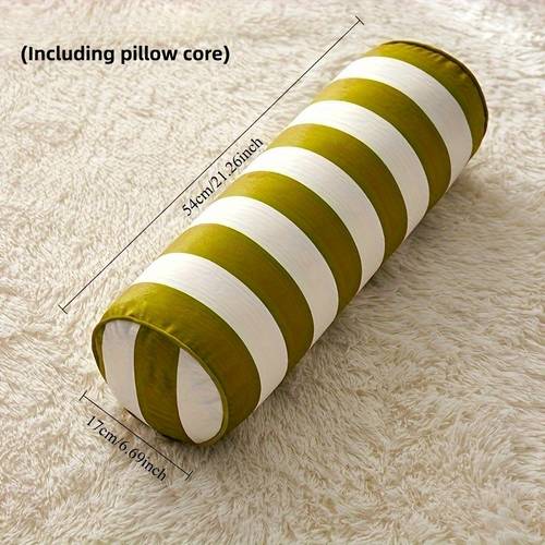 1pièce oreiller cylindrique moderne à rayures - , lavable en machine, fermeture à glissière, soutien confortable pour le sommeil, rayures et blanches vibrantes, polyester, idéal , le canapé, à coucher, la décoration de voiture, oreiller décoratif | motif rayé | taie à fermeture éclair, oreillers décoratifs, oreiller, coussins pour canapé, coussins