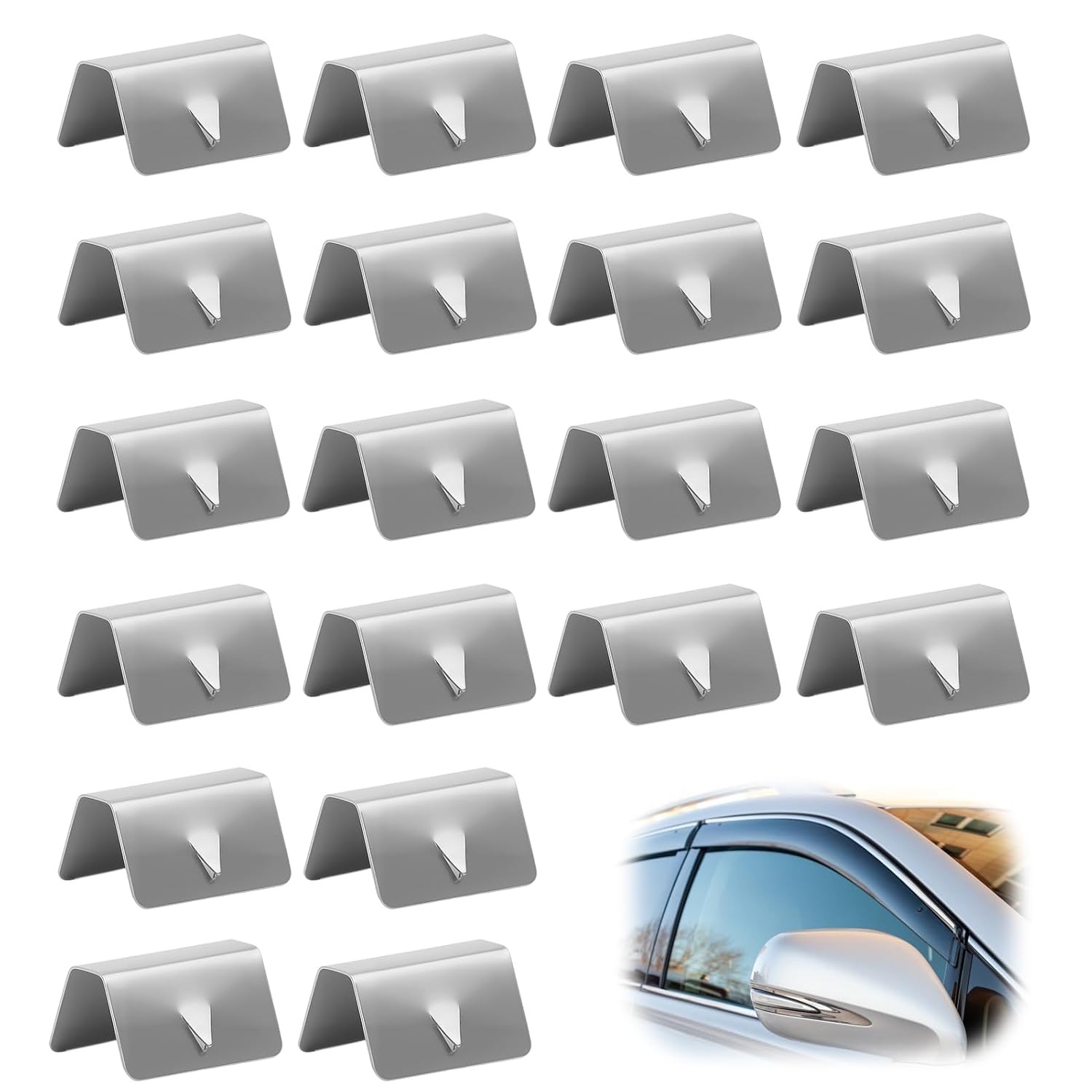 Wind Deflector Clips 20pcs, Car Windshield Clips Stainless Wind Rain Deflectors Automotive Wind Deflector Retaining Vehicle Protection For Heko G3 Style Deflectors