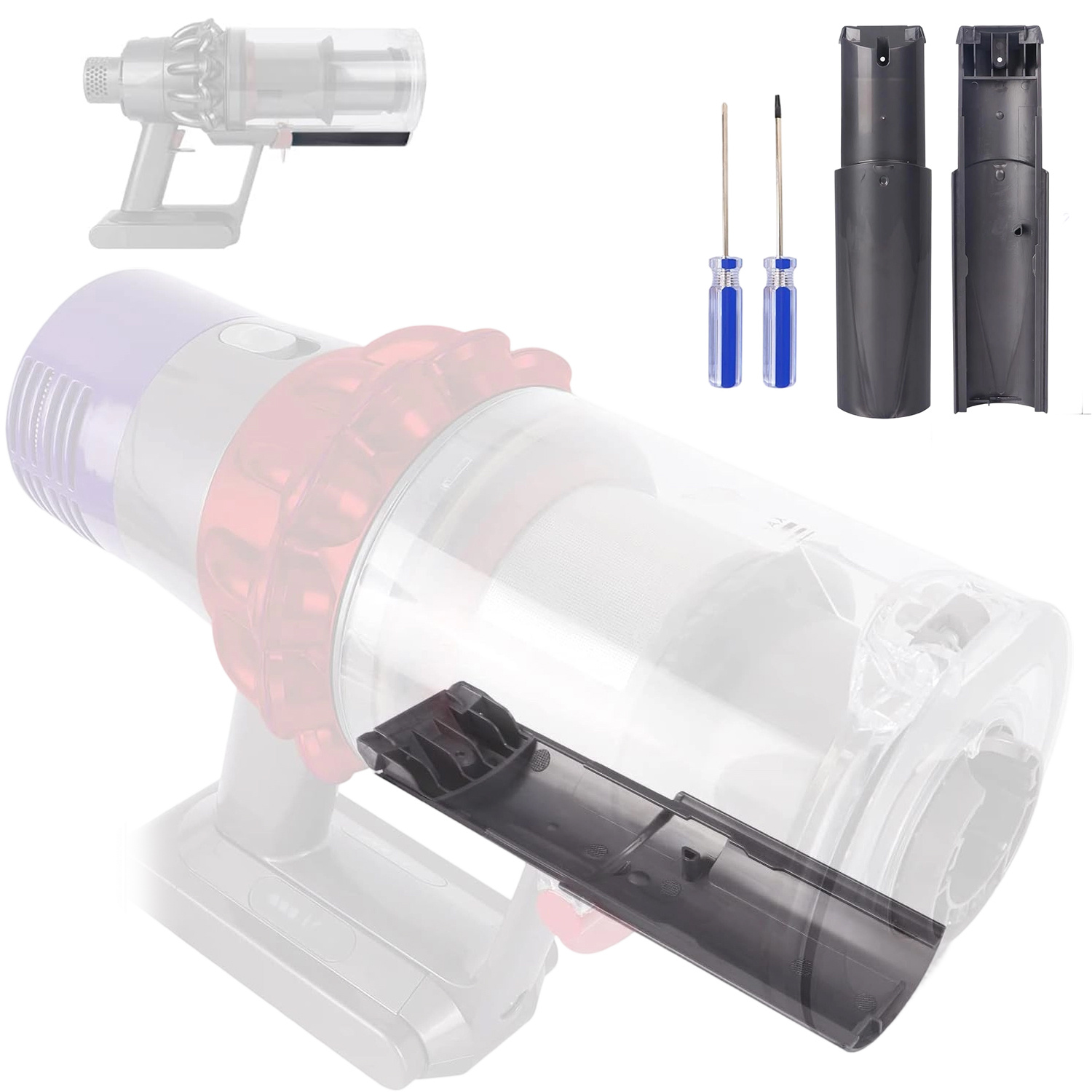 Replacement For V10 V11 V15 Sv12 Sv14 Sv15 Sv22, Equipped With Disassembly Tools, High Quality Vacuum Cleaner Dust Bucket Replacement Part, Cyclone Support Plate Sliding Lid Opening Plate