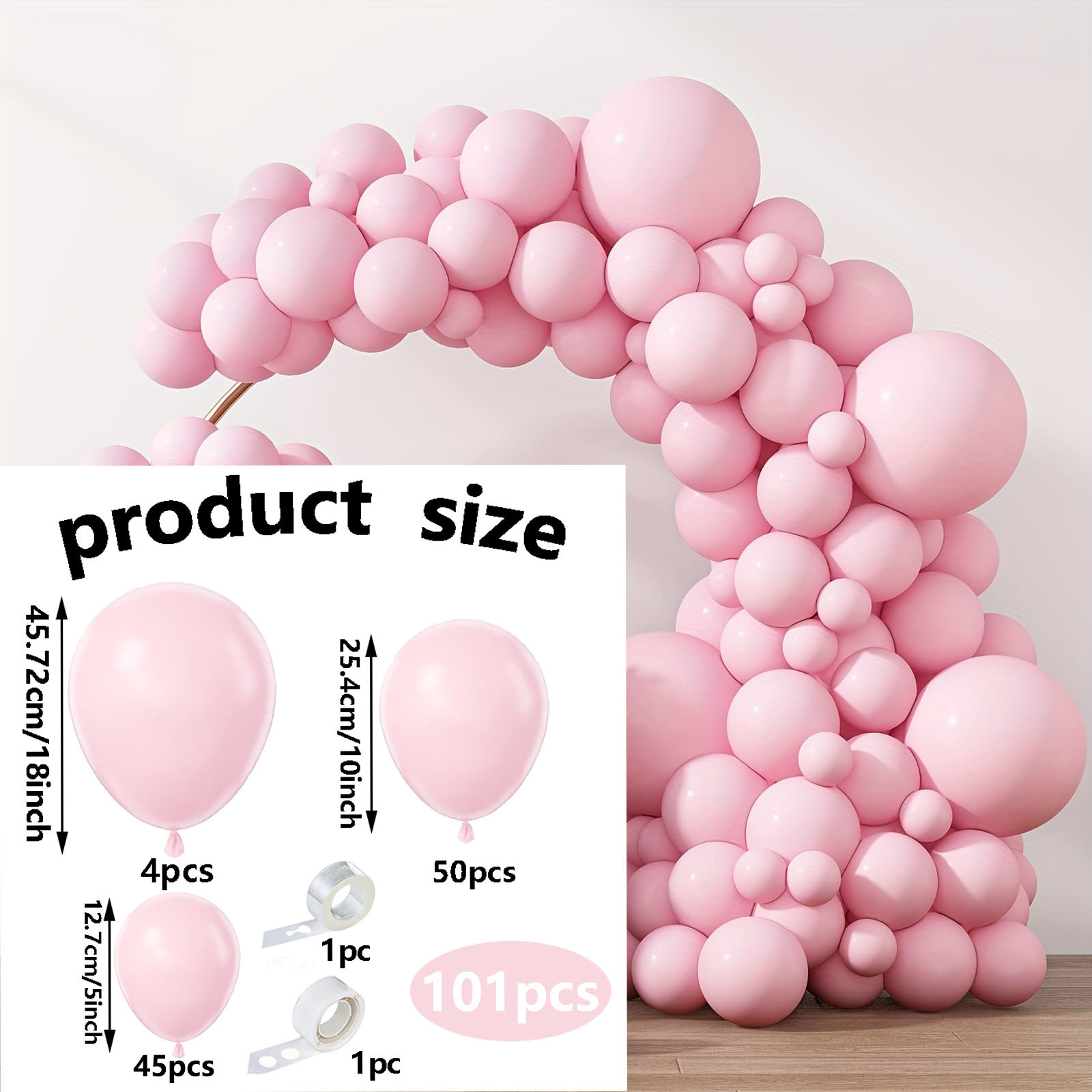 TEMU 101pcs Macaron Peach Color Balloon Arch Kit, 18/10/5inch Macaron Peach Color Latex Balloons, For Engagement, Wedding, Valentine's Day, Birthday