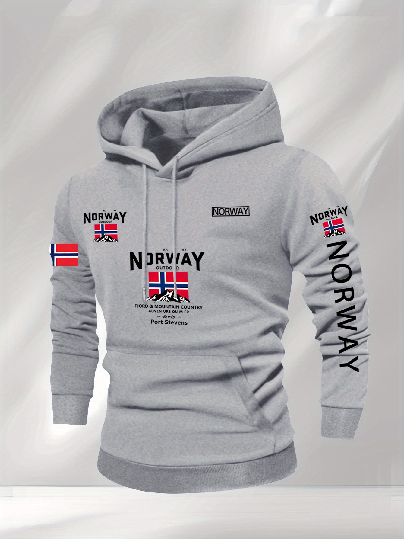 Sweatshirt met capuchon voor heren met Noorse vlag en design