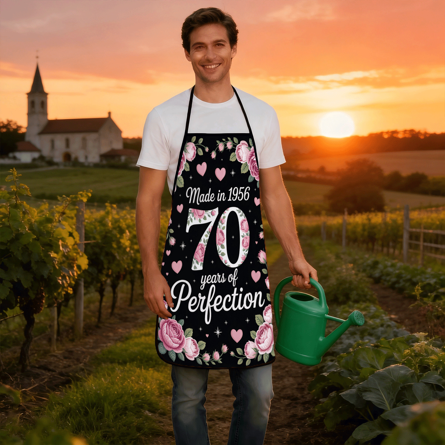 TEMU 70th Birthday Made In 1956 Years Of Perfection Unisex Apron Men Women Funny Novelty Gift Cooking Bbq Gardener Barber Carpenter