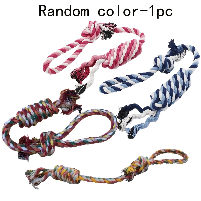 TEMU 1pc Random Colors Dog Interactive Rope Pet Rope Toy With Hand-held Knotting System For Interactive - Suitable For Small Dogs.