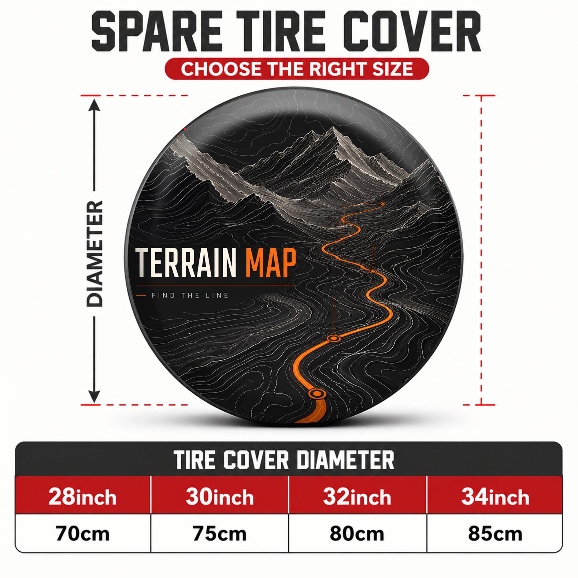 TEMU 1pc Route Print Car Tire Cover, Stylish Universal Wheel Protector, Spare Tire Protection, , , Suitable For , Camping Trips, Off-road , And Other