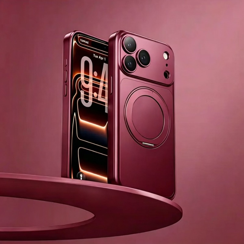 item picture Phone Case - Built-In Rotating Ring Buckle Magnetic Phone Case, Frosted Anti-Fingerprint And Anti-Drop Protective Cover, Suitable for Iphone 18 17 16 15 14 13 Pro Max Magnetic Ring Holder