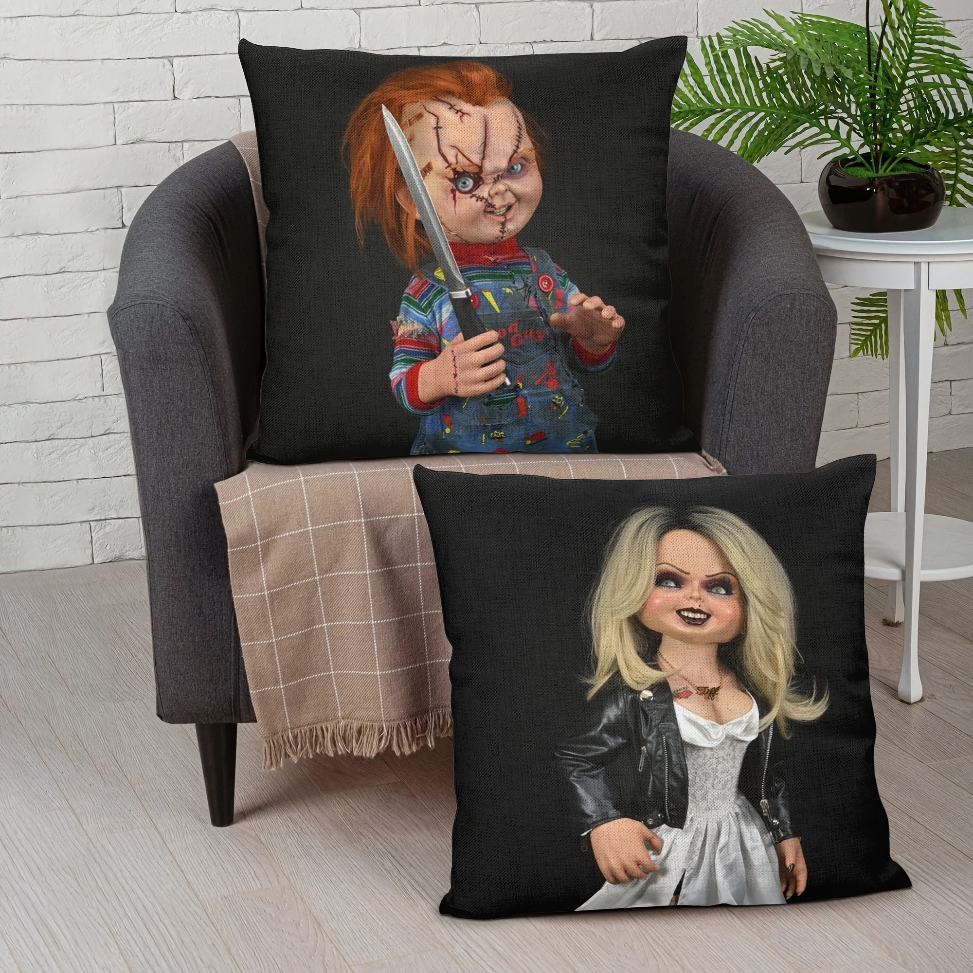 E-shop 2 Stück Gothic Kissenbezüge, weiches und glattes Polyester-Samtgewebe mit einseitigem modernem geometrischem Druck, maschinenwaschbar,