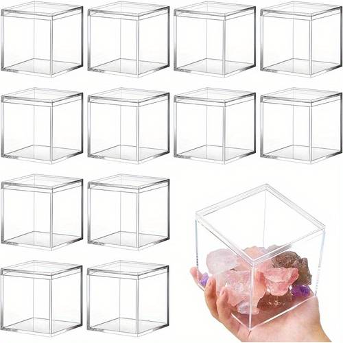 12pcs clear acrylic small storage boxes with lids waterproof design for jewelry cosmetics and home decor contemporary style 1 8x1 8x1 8 inches jewelry display sleek storage box acrylic construction jewelry boxes