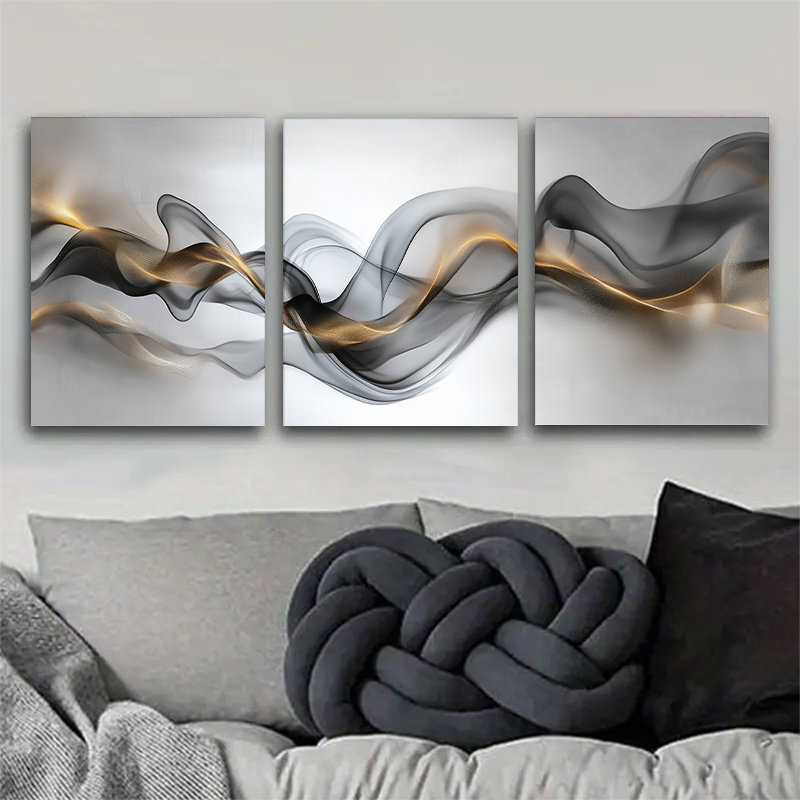 TEMU 2d Flat, 2d Flat, A Trio Of Abstract Ribbon Canvas Art - An Ideal Holiday Present For Adorning Walls In A Nordic Style, Suitable For The Dining