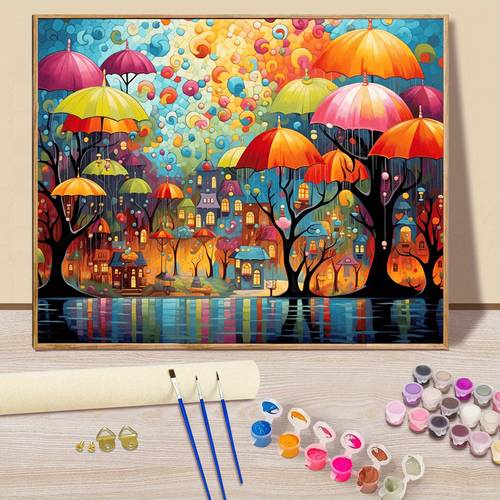 kit de pintura por números para principiantes - de 19.68x15.75/50x40cm, set de pintura acrílica diy de paraguas - para decoración y regalos de , halloween, navidad, uso artístico profesional, sin