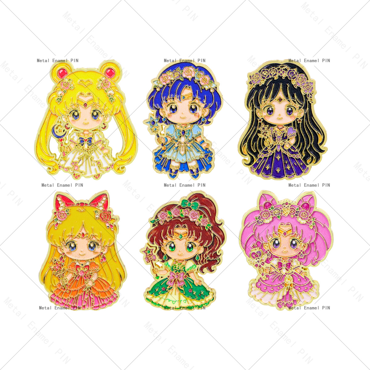 TEMU 6pcs/set Anime Enamel Pins - Cute Chibi Character Lapel Brooches With Q-markers Suitable For Backpacks, Jackets, Bags, Clothing Decoration, Gift