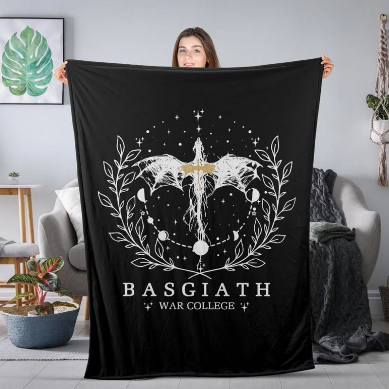 

Basgiath War College Reversible Fleece Blanket - Cozy Throw Featuring Fourth Wing Dragon Knight Design, Ideal For Readers & Enthusiasts, Soft Polyester, Machine Washable, Couch Or Bed