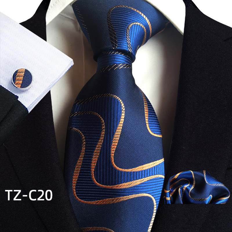 TEMU Ties For Men In-stock 2025 Paisley Waist Flower Men's Tie Pocket Square Cufflinks 3pcs Set Father's Day Gift