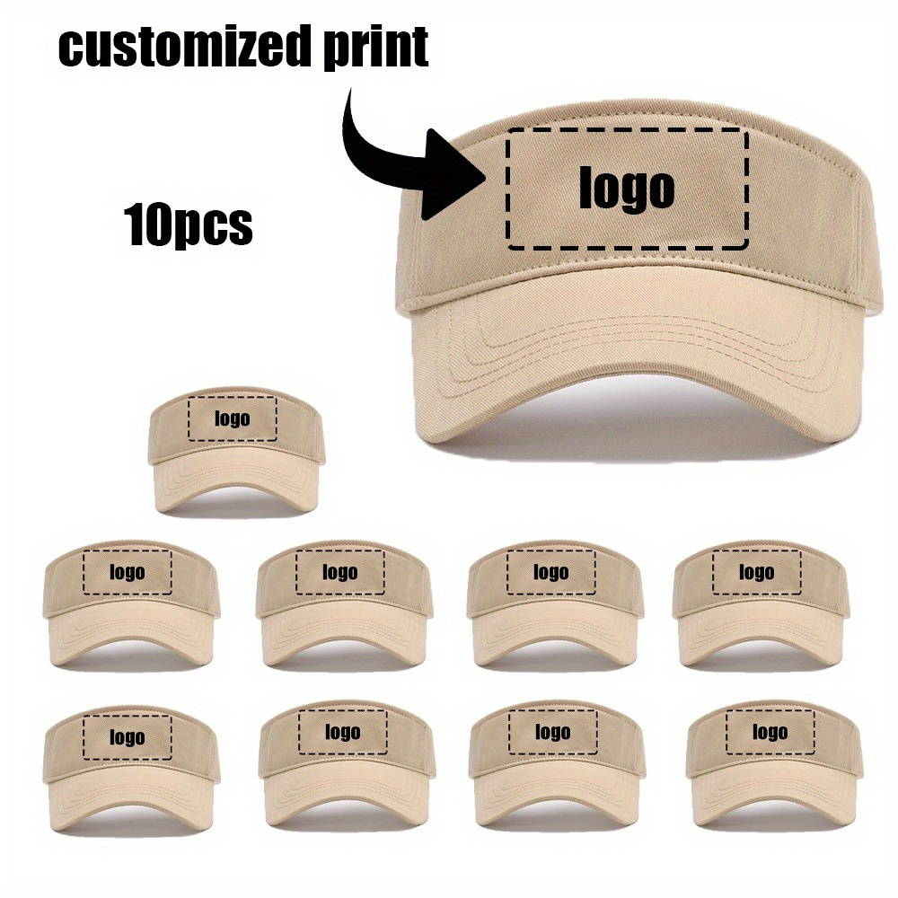 10pcs Custom Printed Unbrimmed Beach Hats