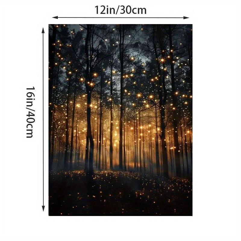 Firefly Forest Canvas Art Print - Frameless Wall Decor With , Mystical Night Scene For Living Room, Bedroom, Office, Or Dining Area, 12x16 Inches, Moon Decor