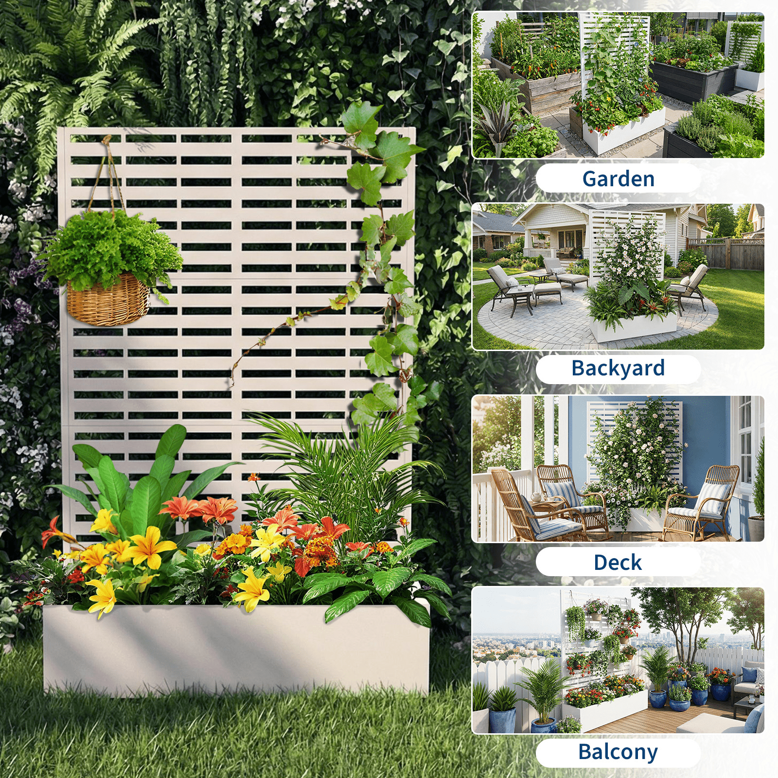 mobile metal raised garden bed trellis privacy screen - Temu