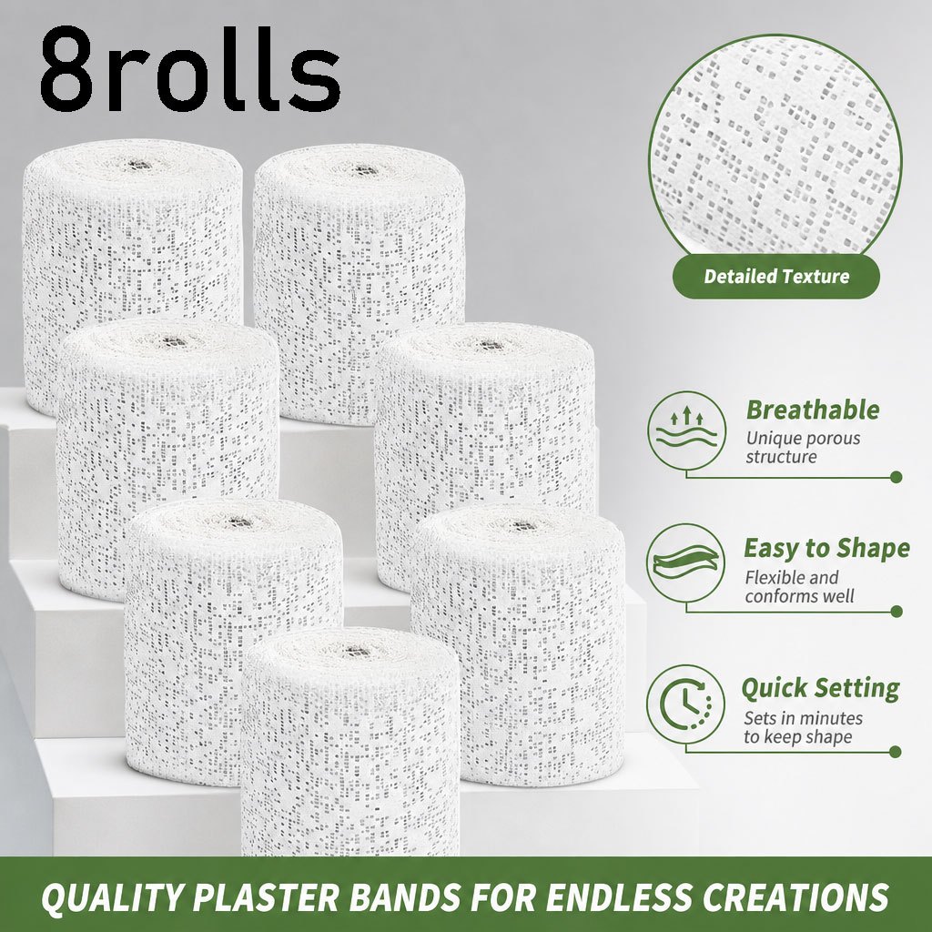 TEMU 8 rollos de vendas de gasa de yeso de secado rápido para moldes de vientre, máscaras, manualidades y de – Suministros para moldeado corporal