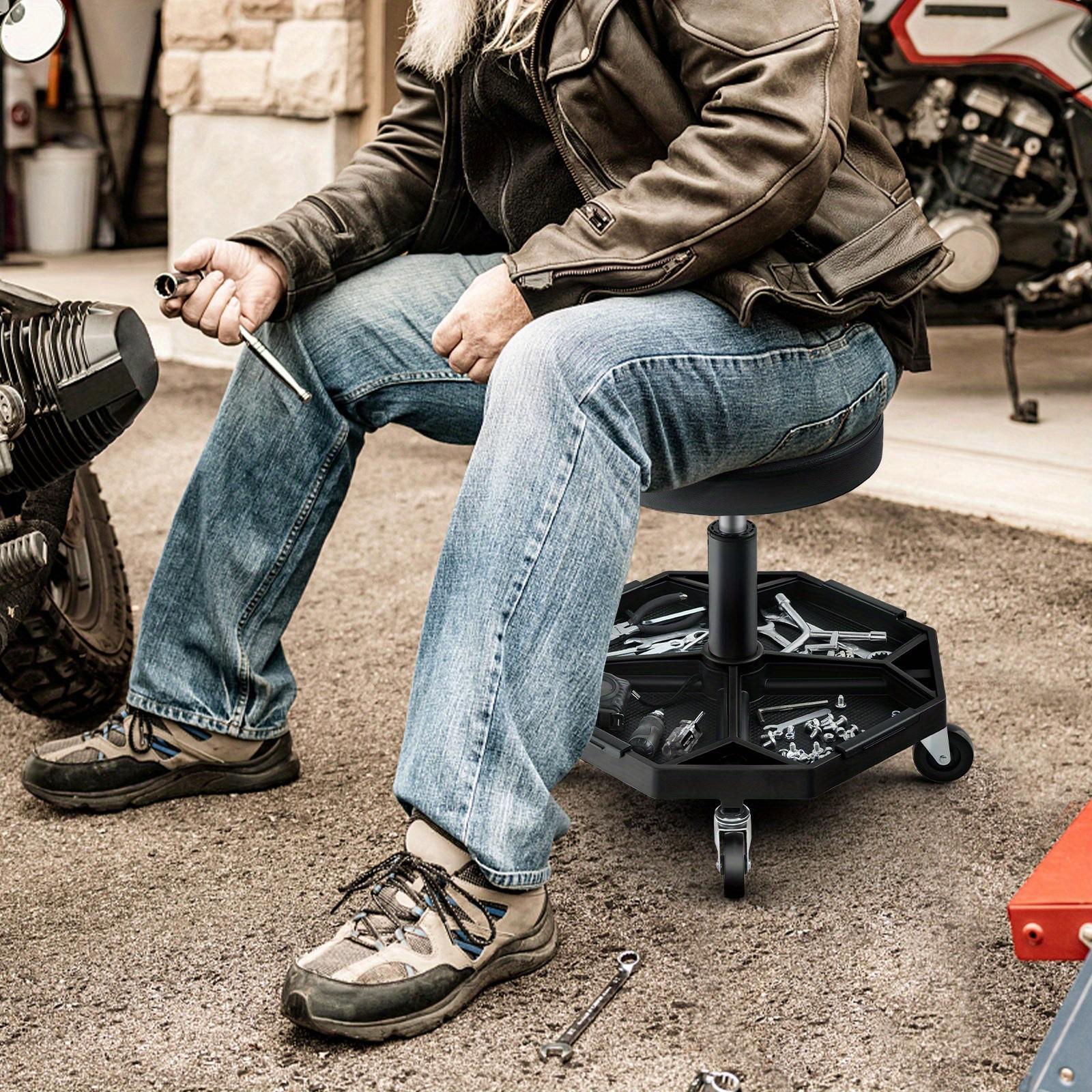 Pneumatic Rolling Mechanic Stool with Tool Tray